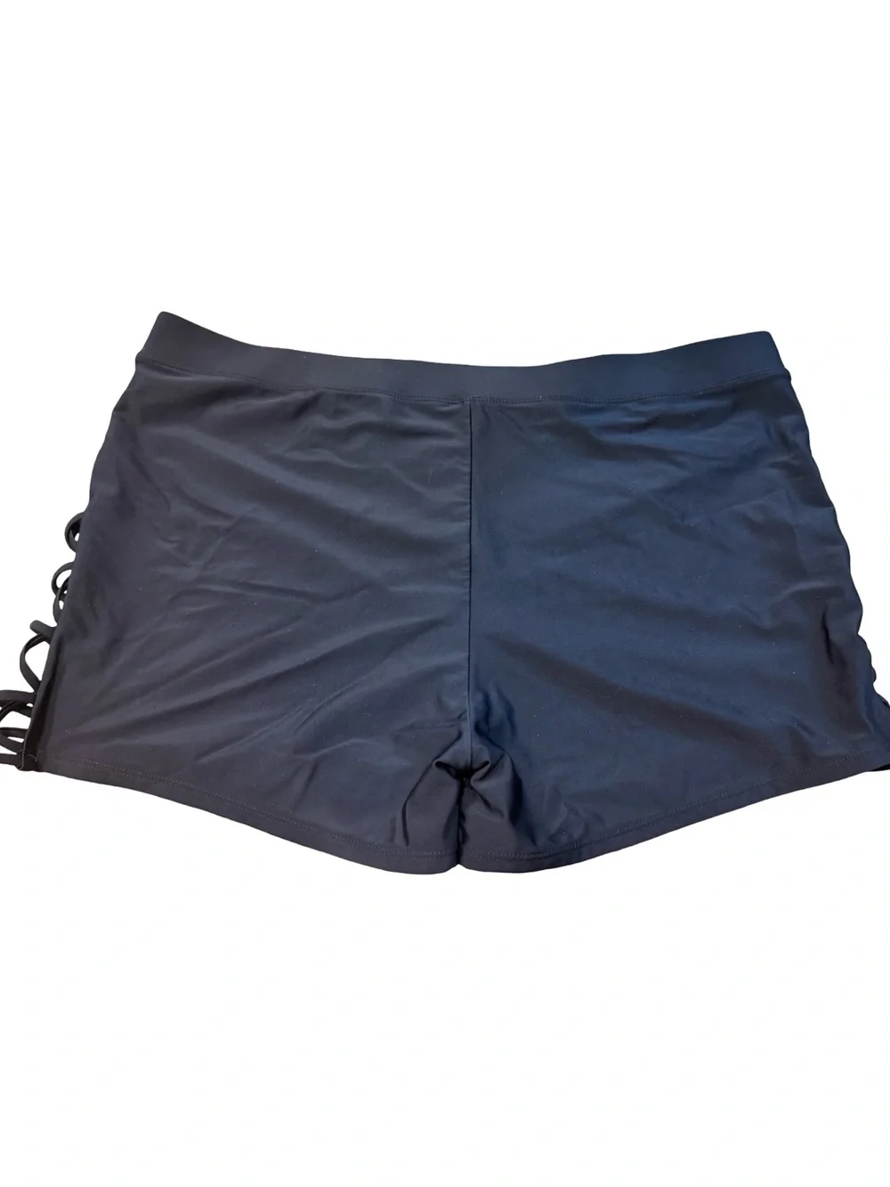 Plus Size 24W Black Swim Shorts Lace Up Side Boyshort Bikini Bottoms